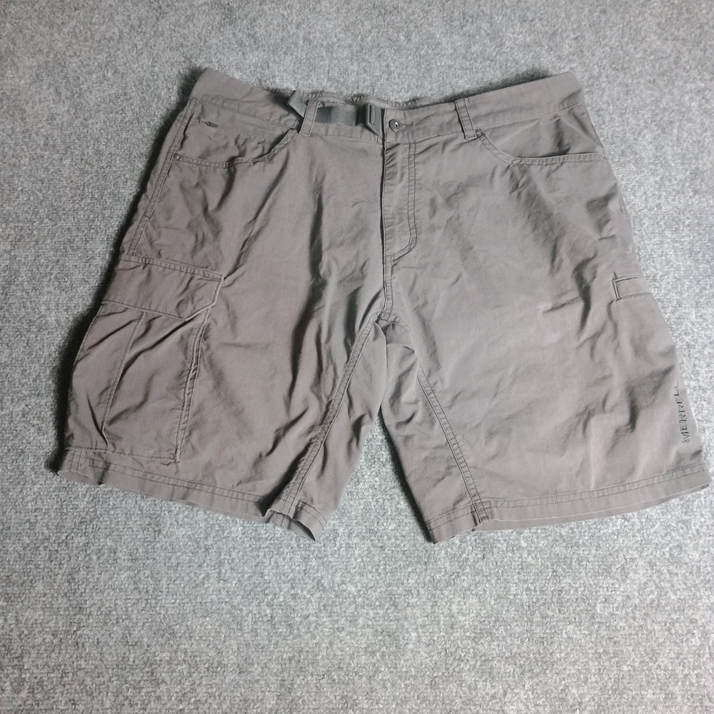 Merrell Men's Cargo Shorts Size 38 Taupe Gray Belted Hiking Outdoor Casual